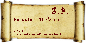 Busbacher Miléna névjegykártya